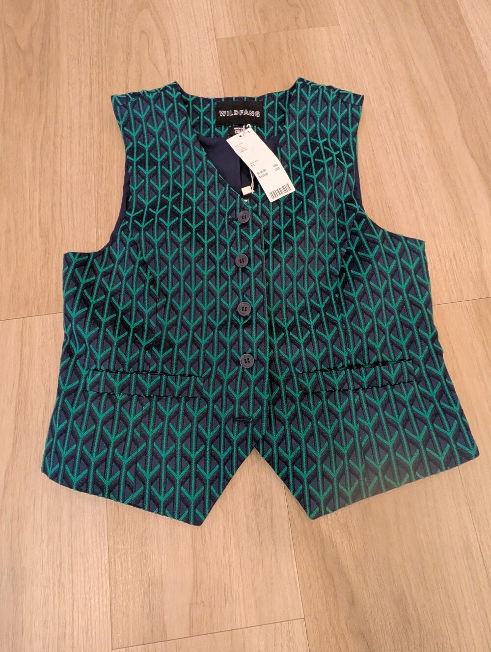 Wildfang NWT Urban Green And Blue Vest Size XS